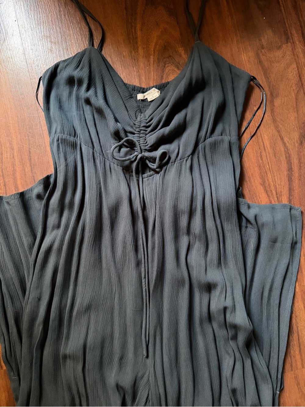 O'Neill Black Pleated V-Neck Camisole with Front Tie